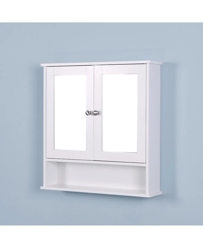 Casainc Wall Mounted Bathroom Cabinet with 2 Mirror Doors and Adjustable Shelf