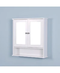 Casainc Wall Mounted Bathroom Cabinet with 2 Mirror Doors and Adjustable Shelf