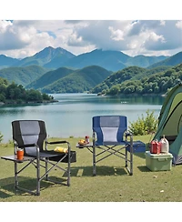 400lbs Extra Wide Folding Director s Chair with Cooler Bag & Side Table, Portable for Fishing, Patio, Tailgating