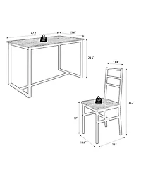 Casainc 5 Piece Industrial Style Dining Table and Chair Set with Backrest