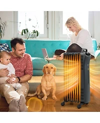 Costway 1500W Oil Filled Space Heater Electric Heater Adjustable Thermostat