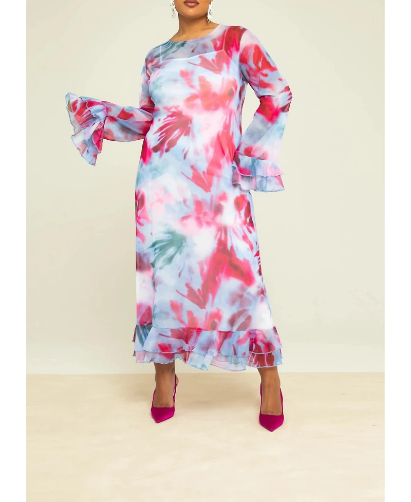 Fashion-szn Curve Women's Blurred Floral Maxi Dress