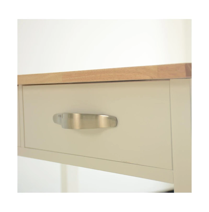 Casainc Mobile Kitchen Island Cart with Rubber Wood Top, Lockable Wheels and Storage Drawers