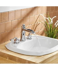 Greenspring 8 in. Waterfall Widespread 2-Handle Bathroom Faucet With Drain Assembly in Polished Chrome