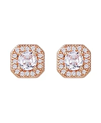 Adornia Rose Gold Cubic Zirconia Halo Square Cushion Stud Earrings