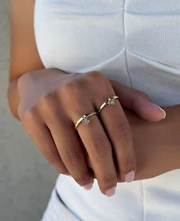 Adornia Gold Cubic Zirconia Dangling Heart and Clover Ring Set