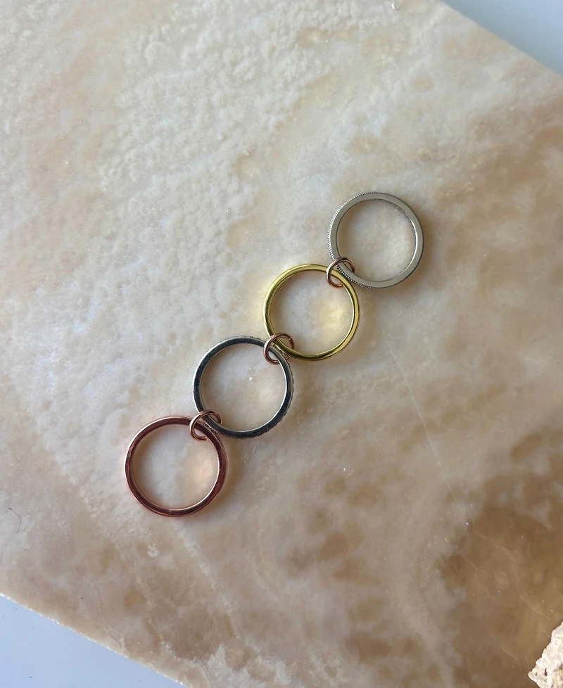 Adornia Mixed Metal Cubic Zirconia Connected 4-Piece Stack Ring