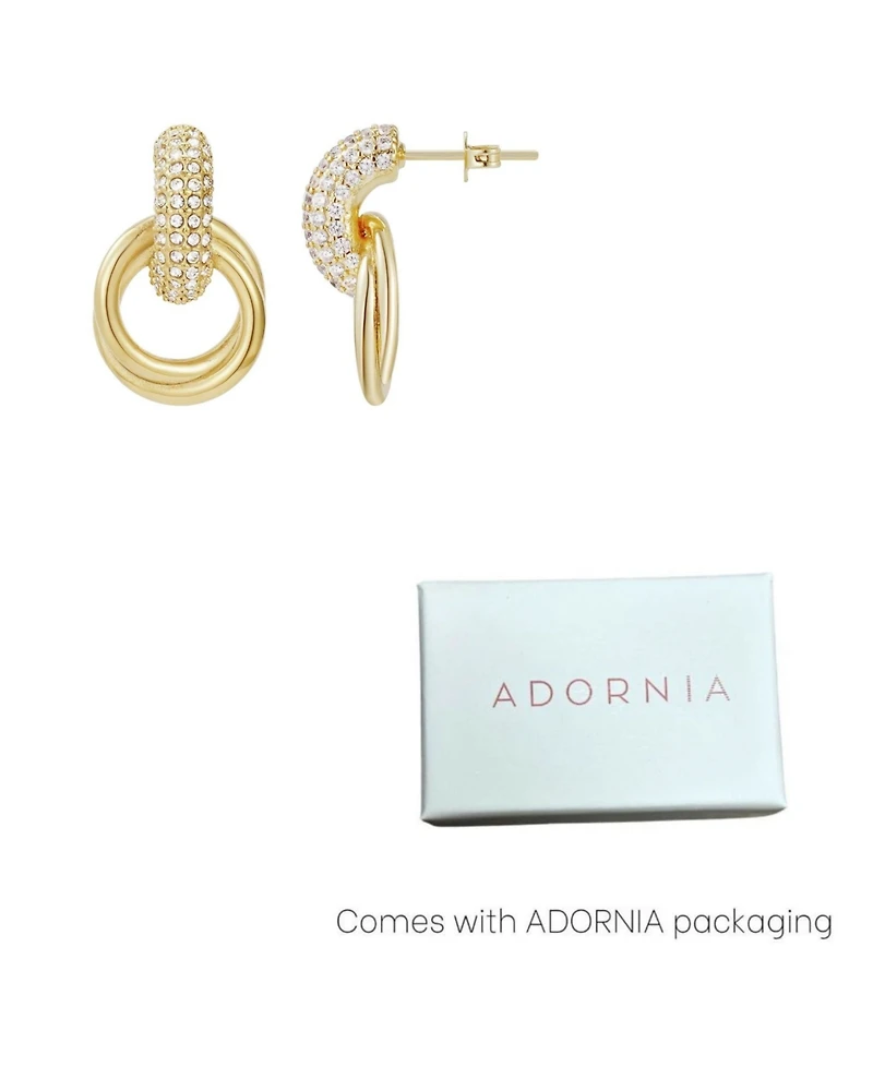 Adornia Tarnish Resistant Gold Crystal Doorknocker Earrings