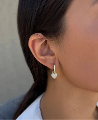 Adornia Gold Cubic Zirconia Heart Huggie Earrings