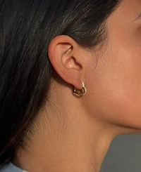 Adornia Gold Cubic Zirconia Heart Hoop Earrings