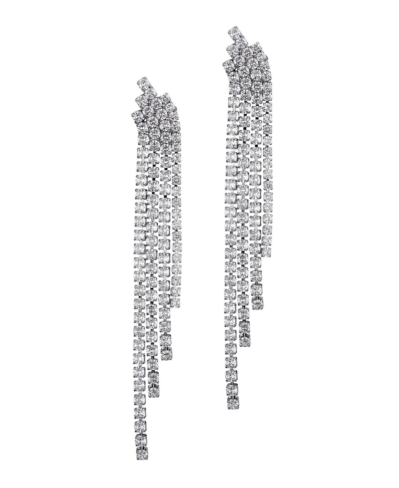 Adornia Silver Crystal Cascade Sweeper Earrings