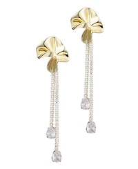Adornia Gold Crystal Flower Tennis Drop Earrings