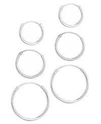 Adornia Sterling Silver Endless Hoop Earrings Set