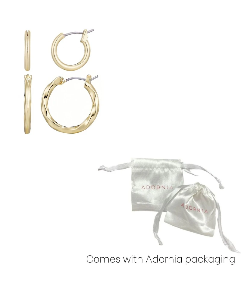 Adornia Gold Hoop Earrings Set
