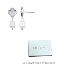 Adornia Silver Freshwater Pearl Clover Drop Earrings
