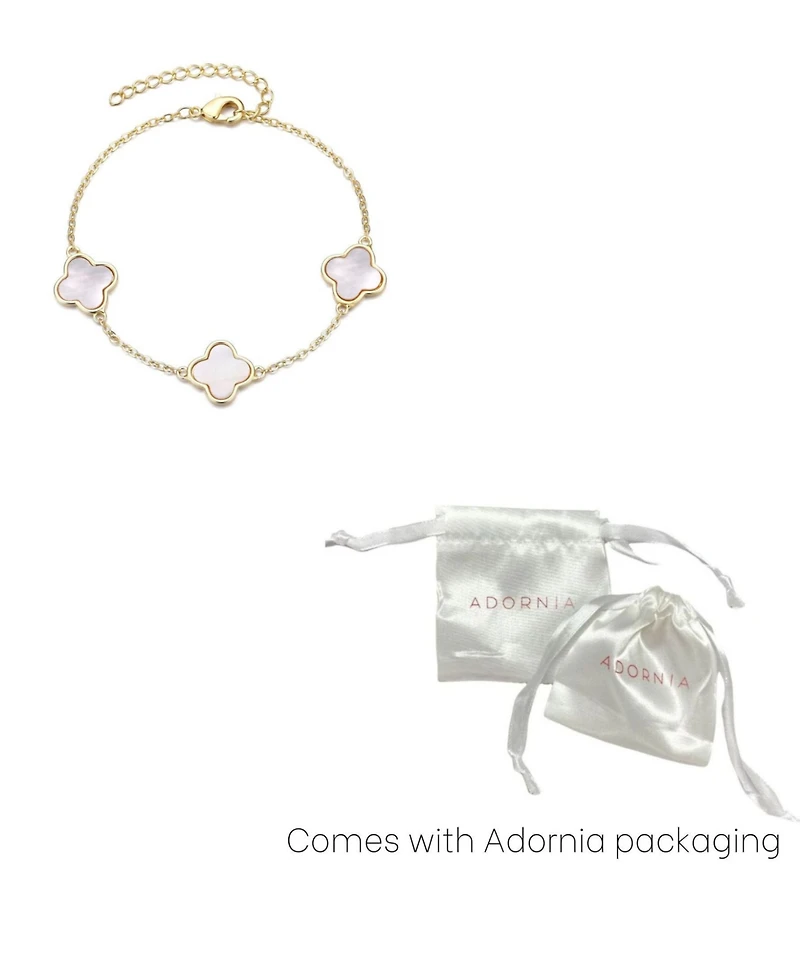 Adornia Gold Plated Mother of Pearl Clover Station Bracelet