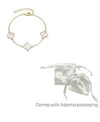 Adornia Gold Plated Mother of Pearl Clover Station Bracelet
