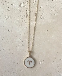 Adornia Tarnish Resistant Gold Mother of Pearl Zodiac Necklace