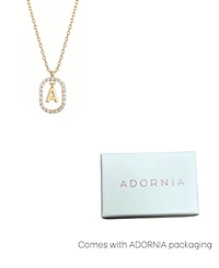 Adornia Gold Plated Cubic Zirconia Floating Letter Frame Necklace