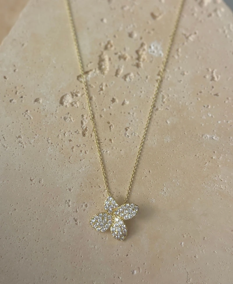 Adornia Gold Cubic Zirconia Oversized Flower Necklace