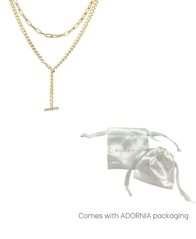 Adornia Gold Toggle and Paperclip Set of Two Necklaces