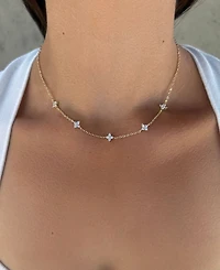 Adornia Gold Cubic Zirconia Flower Station Necklace
