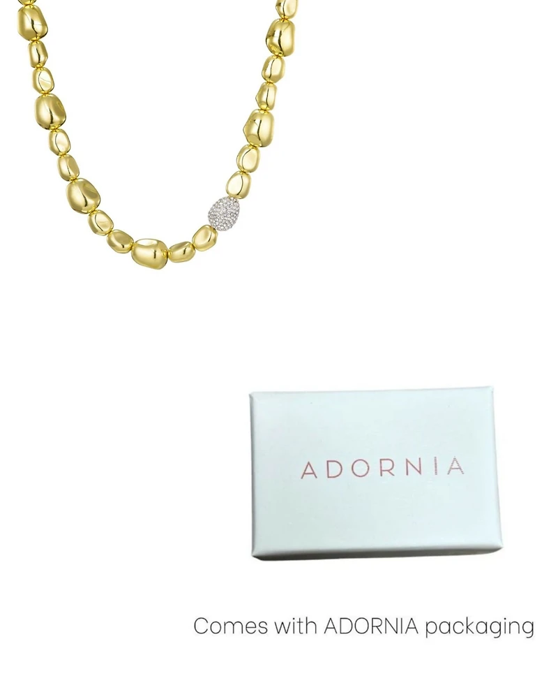 Adornia Gold Crystal Pebbled Gold Necklace with Centerpiece