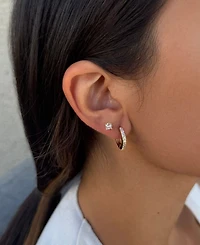 Adornia Gold Cubic Zirconia Huggie and Solitaire Stud Set