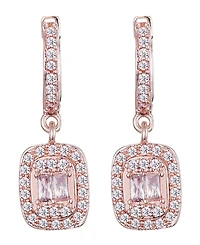 Adornia Rose Gold Cubic Zirconia Asher Cut Halo Huggie Earrings