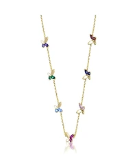 GiGiGirl 14K Gold Plated with Multi Colored Cubic Zirconia Butterfly Necklace