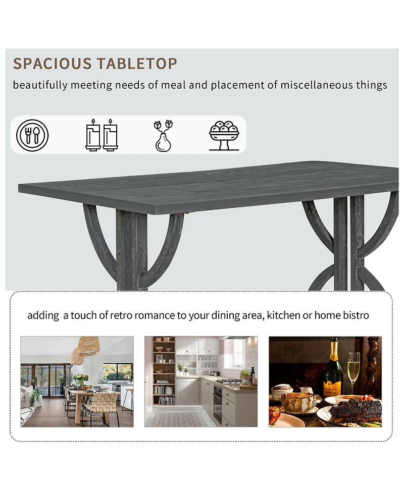 Casainc 6 Piece Rectangular Dining Table Set with 4 Upholstered Chairs and Bench