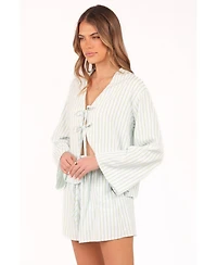 Petal and Pup Women's Flynn Short Set - Green Blue Stripe