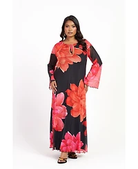 Fashion-szn Curve Women's Long Sleeve Floral Maxi Dress
