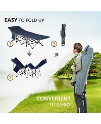 Outsunny 2 Person Camping Cot for Adults w/ Bag, Hunting Fishing Trip Bed,