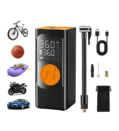 Tire Inflator Portable Air Compressor, Air Pump, Cordless Pump with Digital Pressure Gauge, Led Light and Auto Shut-Off Function