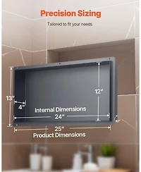 Slickblue Frameless Stainless Steel Shower Niche Recessed Shelf for Bathroom Storage
