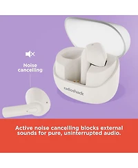 RadioShack Transparent Case Tws Earbuds, White, IPX5, Bluetooth 5.4, Noise Cancelling 3304410