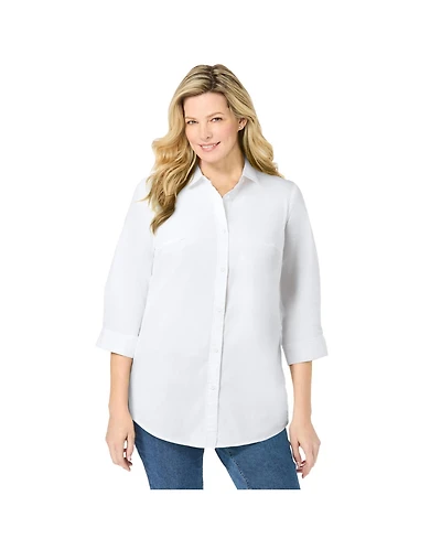 Woman Within Women's Perfect Three Quarter Sleeve Shirt