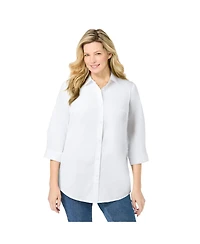 Woman Within Women's Perfect Three Quarter Sleeve Shirt
