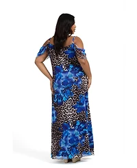 Fashion-szn Curve Women's Mix Print Maxi Dress