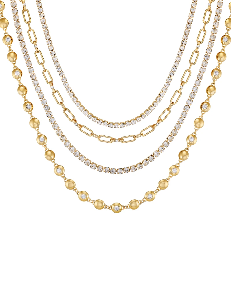 Guess Rhinestone Gold-Tone Multi-Row Necklace