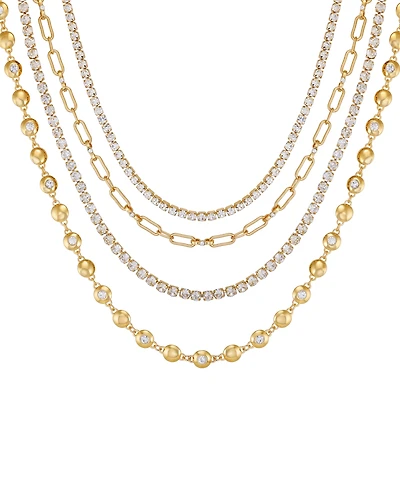 Guess Rhinestone Gold-Tone Multi-Row Necklace