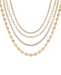 Guess Rhinestone Gold-Tone Multi-Row Necklace
