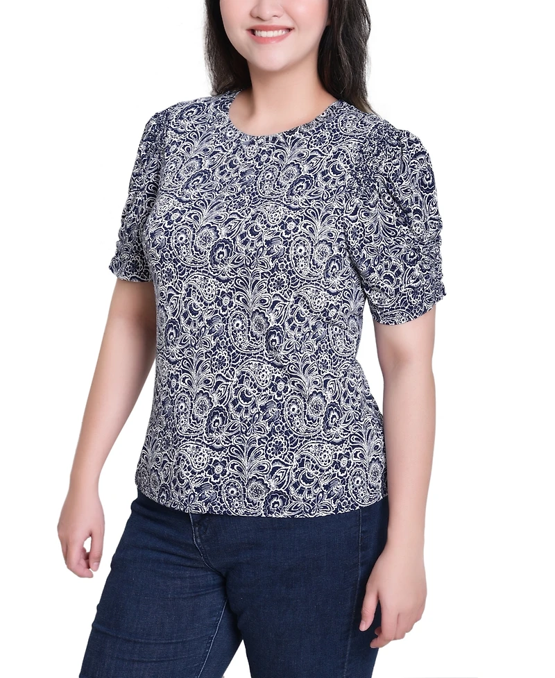 Ny Collection Petite Short Sleeve Scoop Neck Top