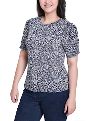 Ny Collection Petite Short Sleeve Scoop Neck Top