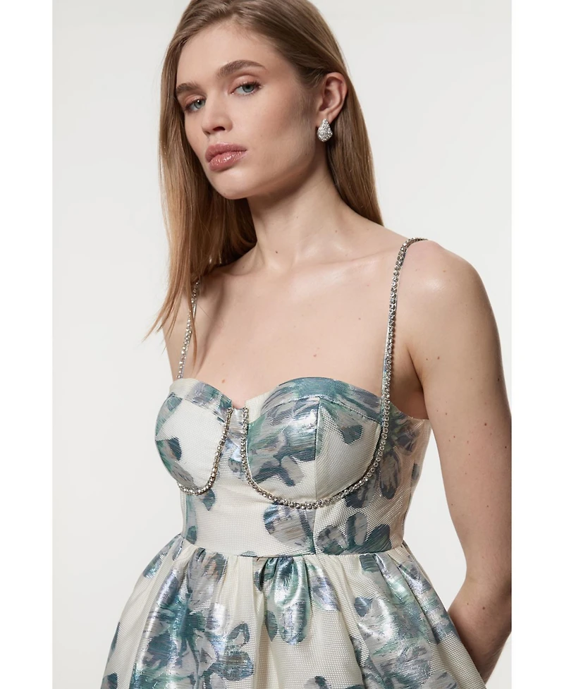 Karen Millen Women's Metallic Jacquard Midi Dress