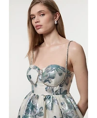 Karen Millen Women's Metallic Jacquard Midi Dress