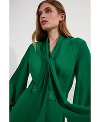Karen Millen Jersey Ponte Georgette Mix Midi Dress