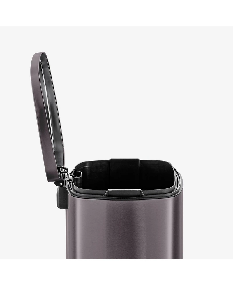 Qualiazero 50L / 13.2 Gallon Rectangular Step Can -Black Stainless Steel