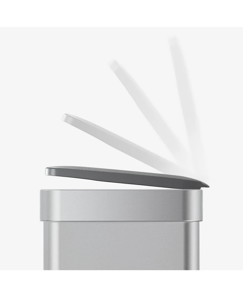 Qualiazero 60L / 16 Gal (30L/8 Gal Split) Rectangular Recycle Step Can - Stainless Steel with Black Plastic Lid